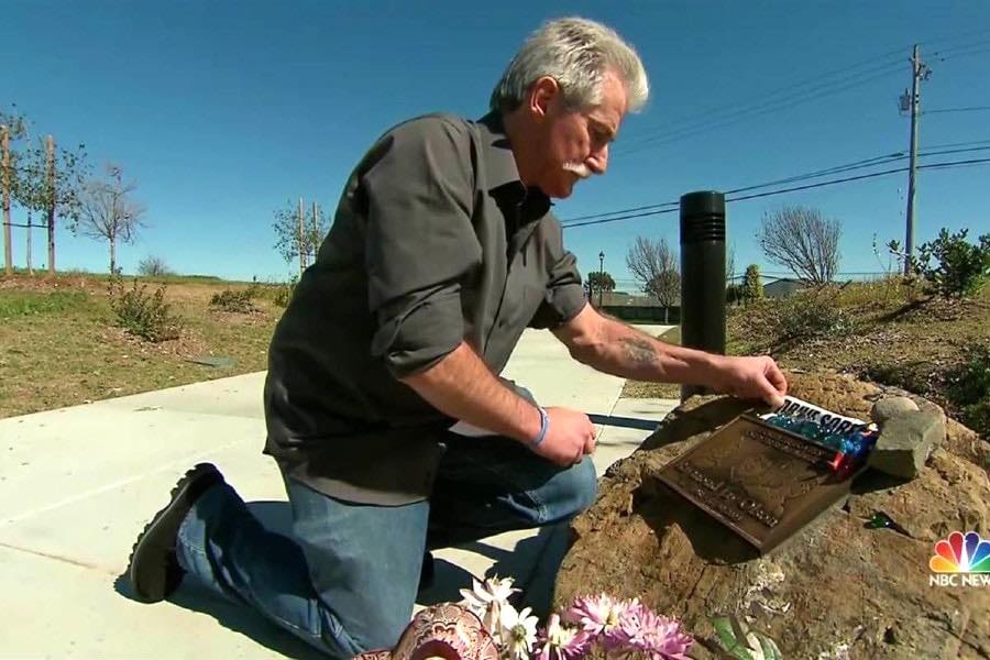 A father who lost his son in a car accident has dedicated a space along a lonely road to his memory.