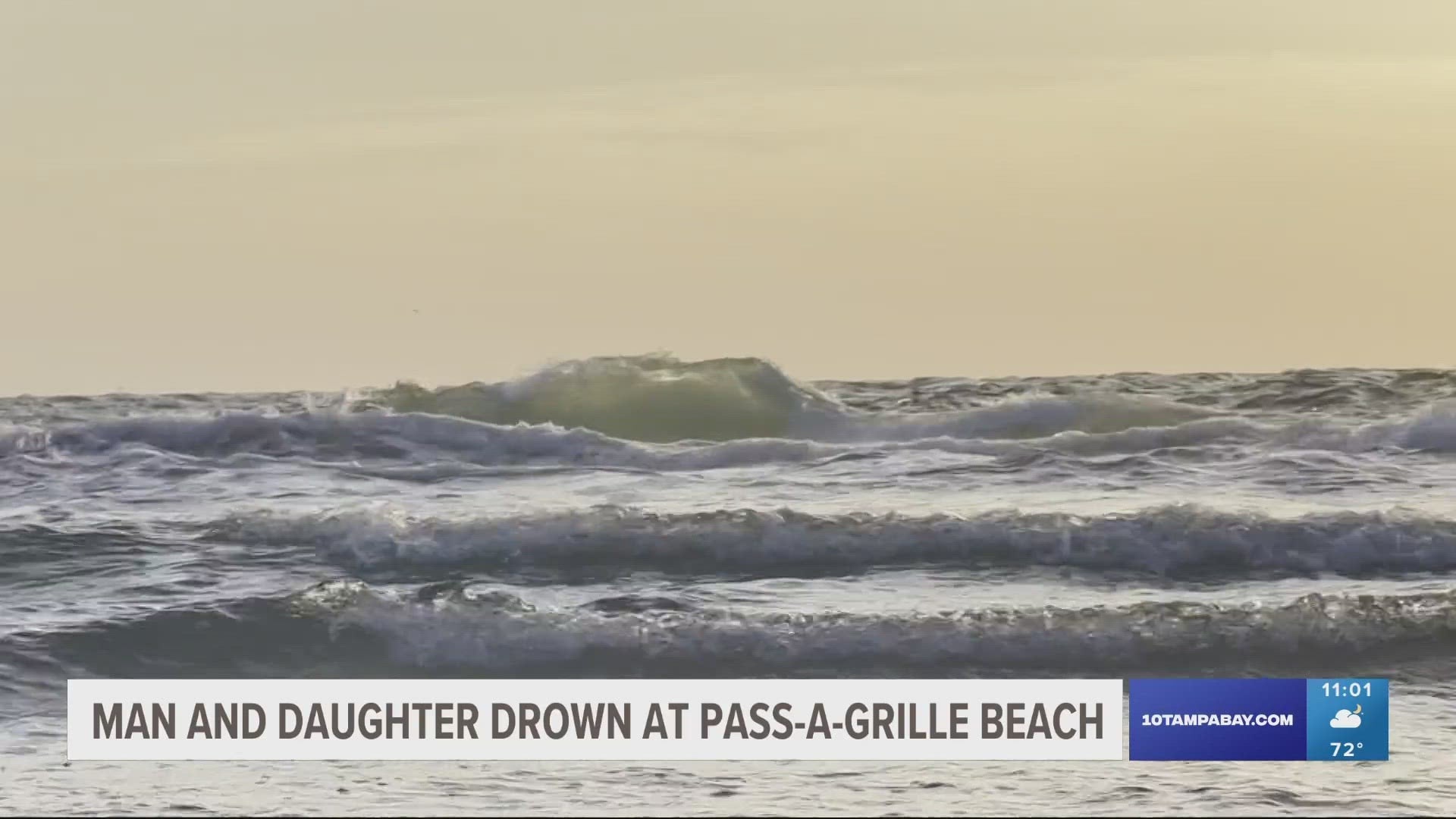 On a family beach outing, a father and his 10-year-old daughter were swept away by rip currents.