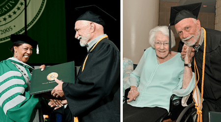 When a 72-year-old graduates from college, her mother, 99, applauds.